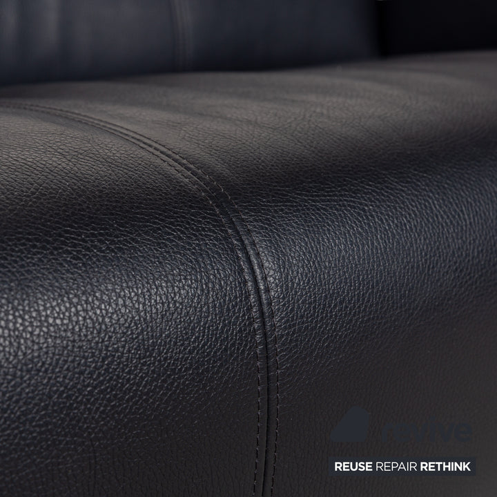Rolf Benz 322 Leder Sofa Garnitur Blau Blauschwarz Couch 2x Zweisitzer