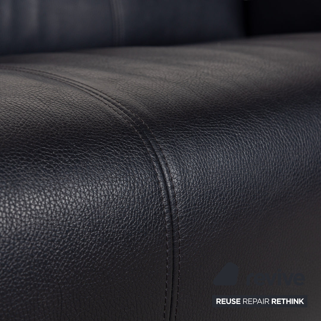 Rolf Benz 322 leather sofa set blue blue-black couch 2x two-seater