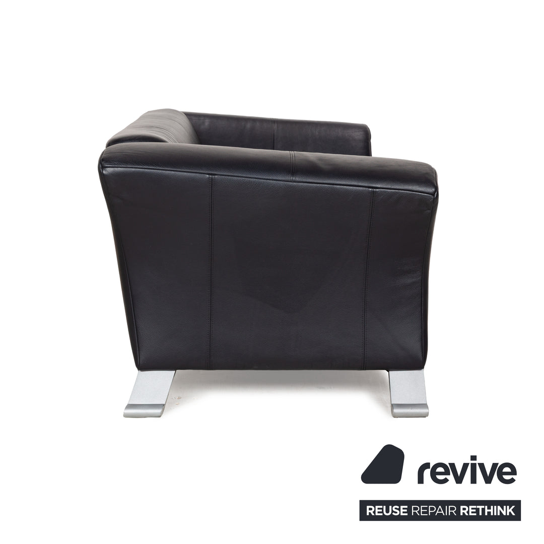 Rolf Benz 322 leather sofa set blue blue-black couch 2x two-seater