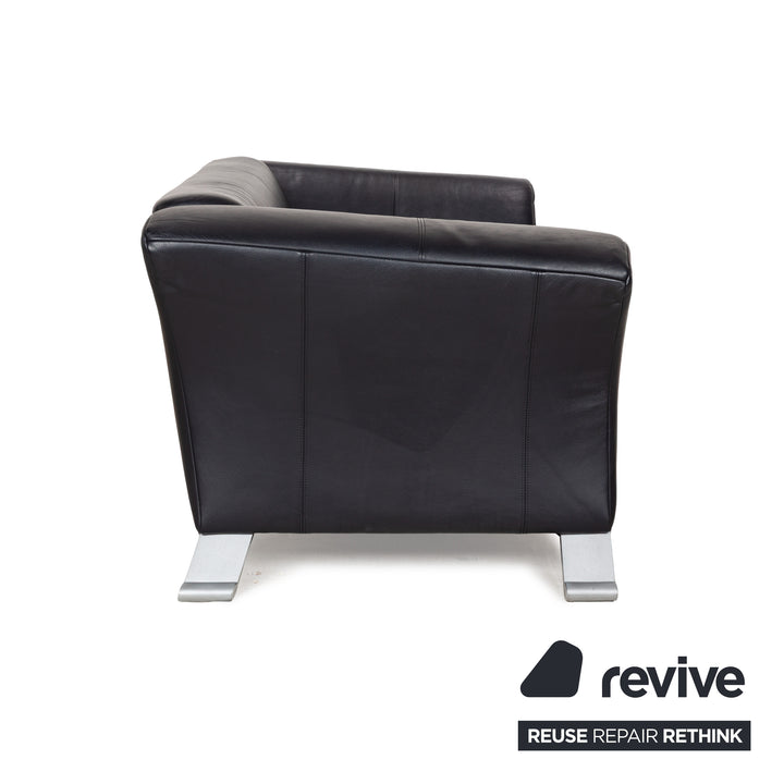 Rolf Benz 322 leather sofa set blue blue-black couch 2x two-seater