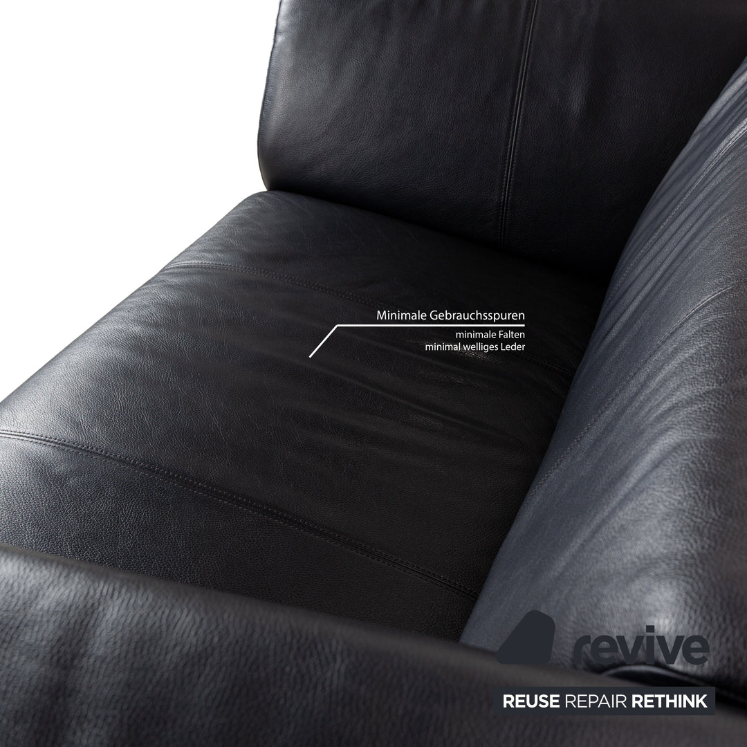 Rolf Benz 322 leather sofa set blue blue-black couch 2x two-seater