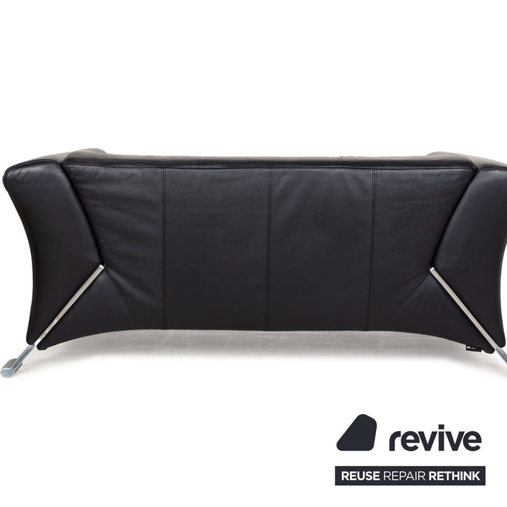 Rolf Benz 322 leather sofa set blue blue-black couch 2x two-seater