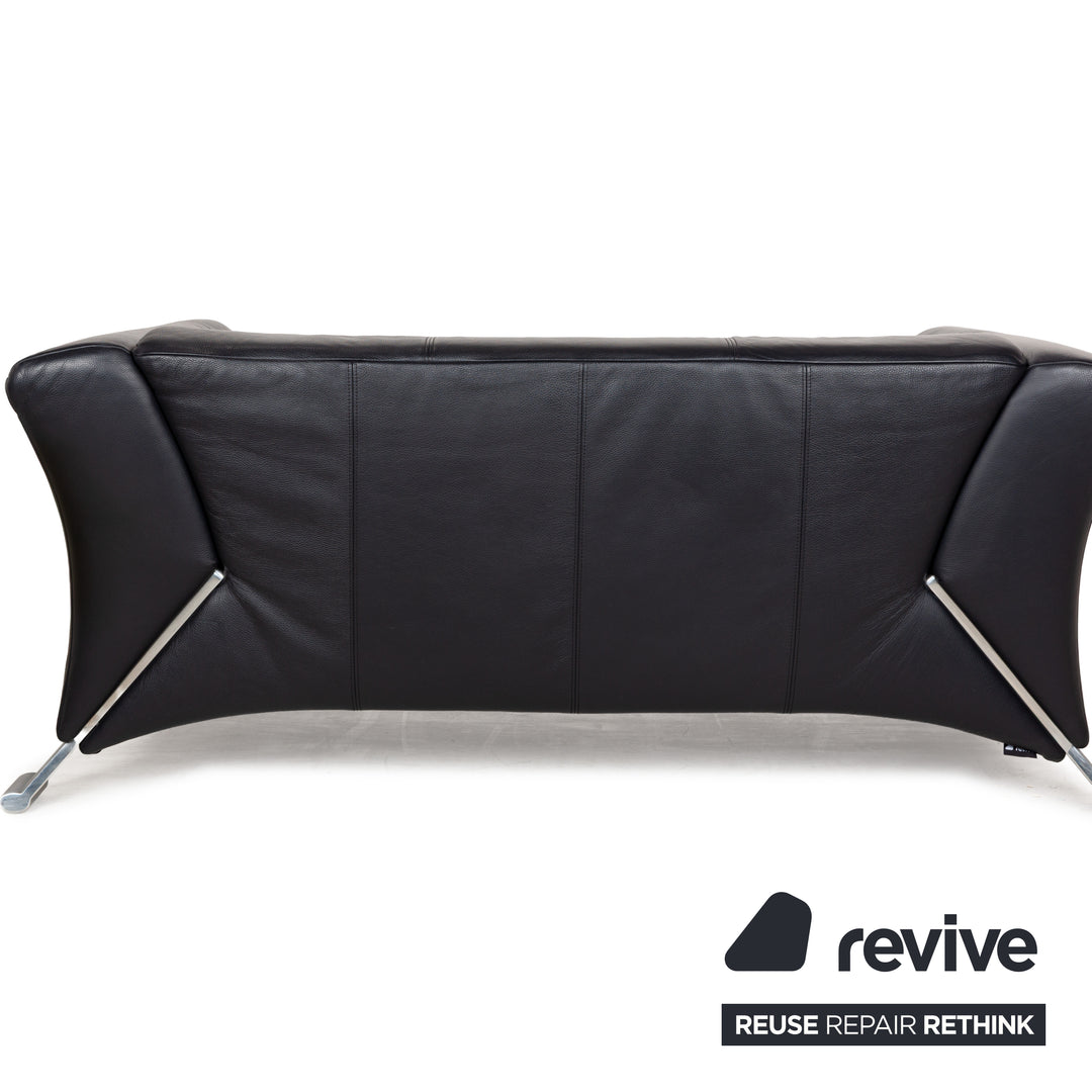 Rolf Benz 322 Leder Sofa Garnitur Blau Blauschwarz Couch 2x Zweisitzer