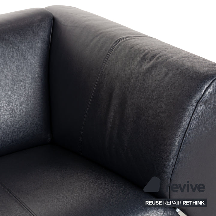 Rolf Benz 322 Leder Sofa Garnitur Blau Blauschwarz Couch 2x Zweisitzer