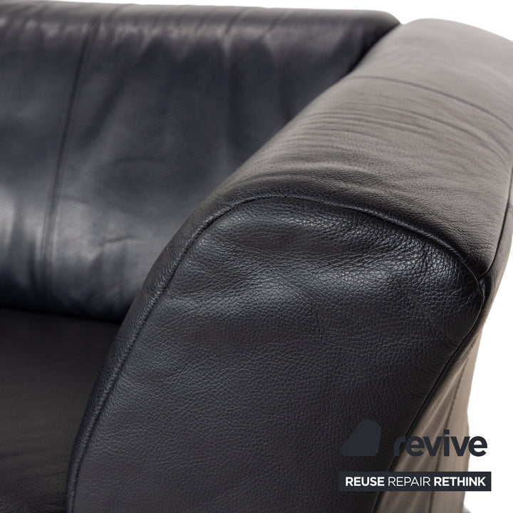 Rolf Benz 322 leather sofa set blue blue-black couch 2x two-seater