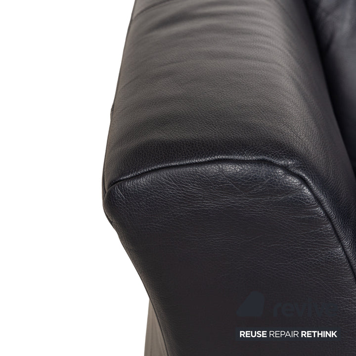 Rolf Benz 322 Leder Sofa Garnitur Blau Blauschwarz Couch 2x Zweisitzer