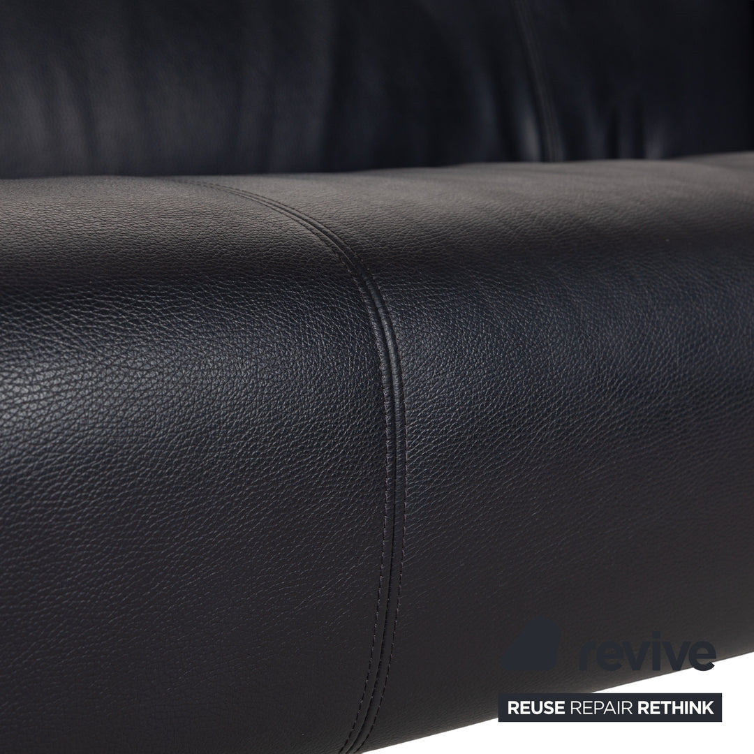 Rolf Benz 322 leather sofa set blue blue-black couch 2x two-seater