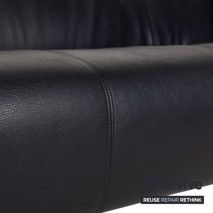 Rolf Benz 322 leather sofa set blue blue-black couch 2x two-seater