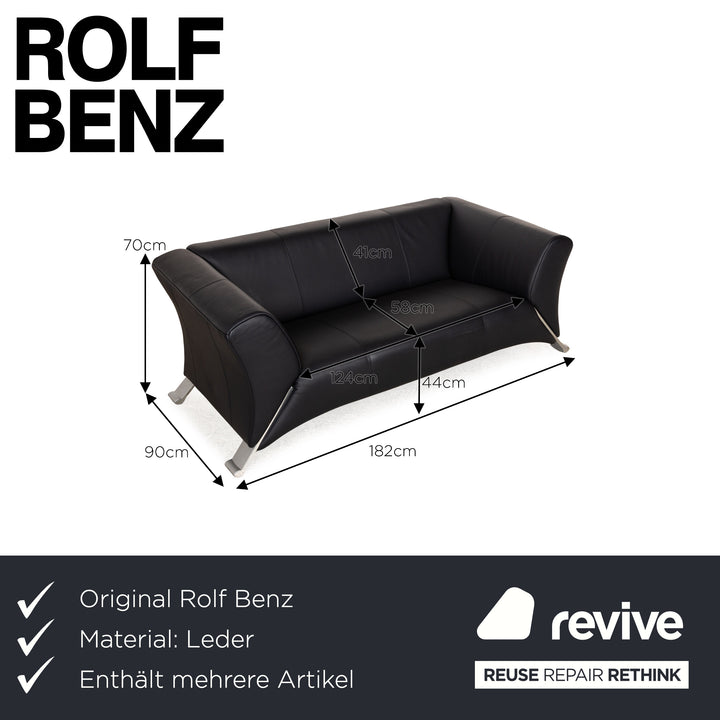 Rolf Benz 322 Leder Sofa Garnitur  Blau Dreisitzer Zweiistzer Couch