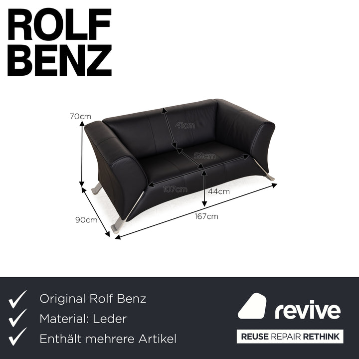Rolf Benz 322 Leder Sofa Garnitur  Blau Dreisitzer Zweiistzer Couch