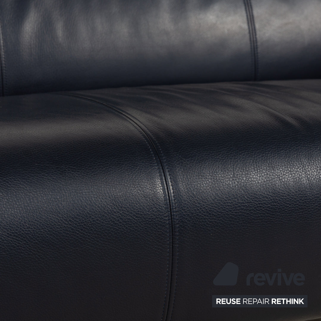 Rolf Benz 322 Leder Sofa Garnitur Blau Dunkelblau Dreisitzer Zweisitzer Sessel Couch