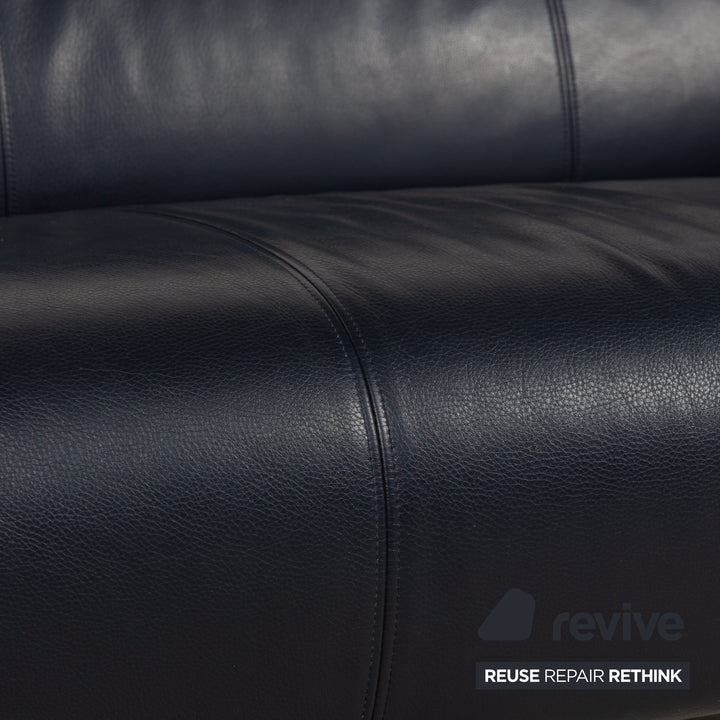 Rolf Benz 322 Leder Sofa Garnitur Blau Dunkelblau Dreisitzer Zweisitzer Sessel Couch