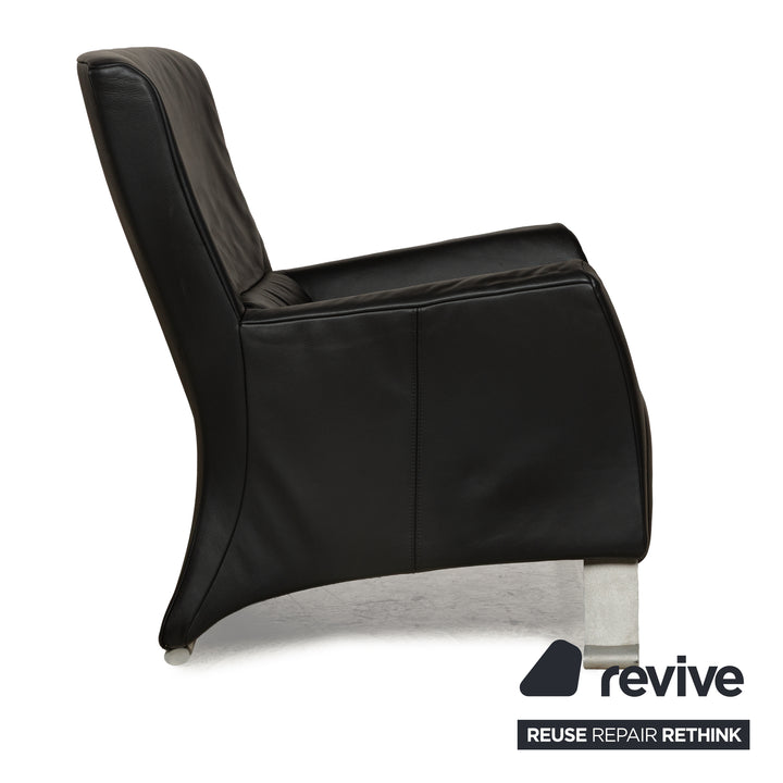 Rolf Benz 322 Leather Sofa Set Black Anthracite Couch Three-Seater Two-Seater Armchair