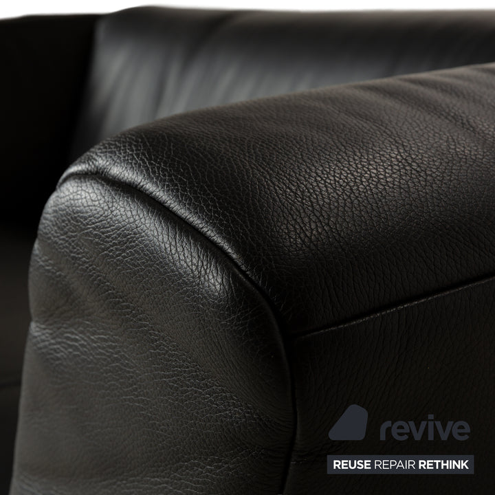 Rolf Benz 322 Leather Sofa Set Black Anthracite Couch Three-Seater Two-Seater Armchair