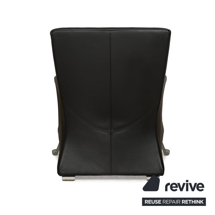 Rolf Benz 322 Leather Sofa Set Black Anthracite Couch Three-Seater Two-Seater Armchair