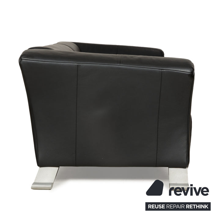 Rolf Benz 322 Leather Sofa Set Black Anthracite Couch Three-Seater Two-Seater Armchair
