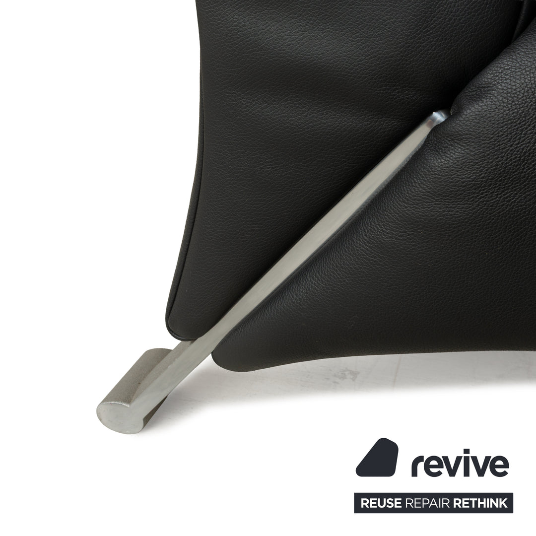 Rolf Benz 322 Leather Sofa Set Black Anthracite Couch Three-Seater Two-Seater Armchair