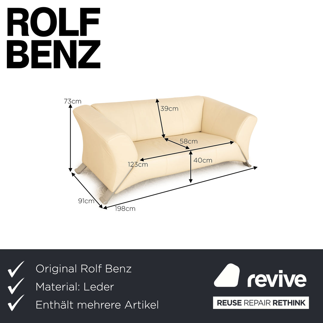 Rolf Benz 322 Leder Sofa Garnitur Zweisitzer Creme Sofa Couch