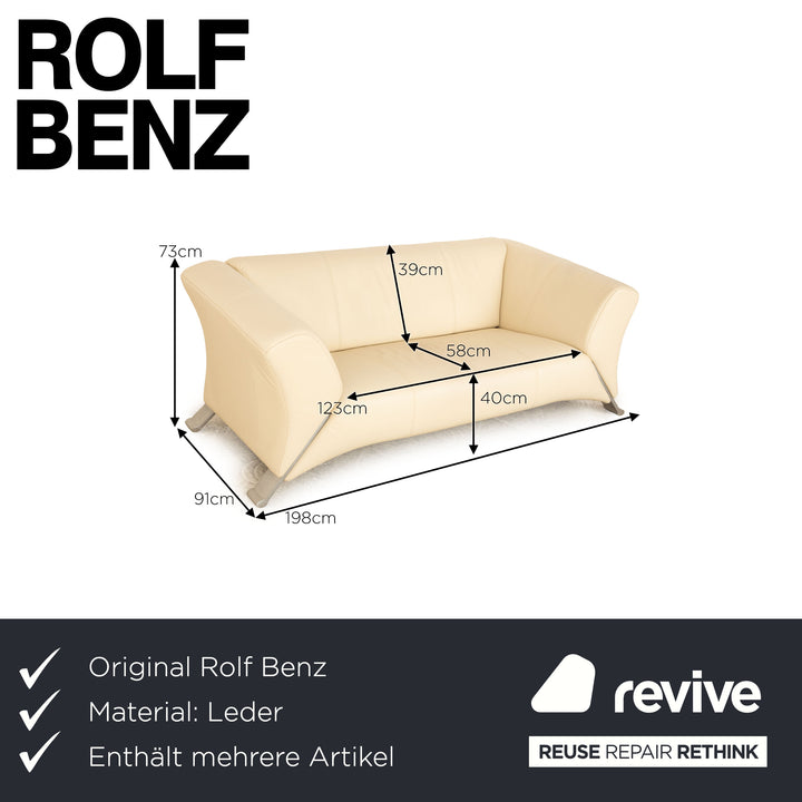 Rolf Benz 322 Leder Sofa Garnitur Zweisitzer Creme Sofa Couch