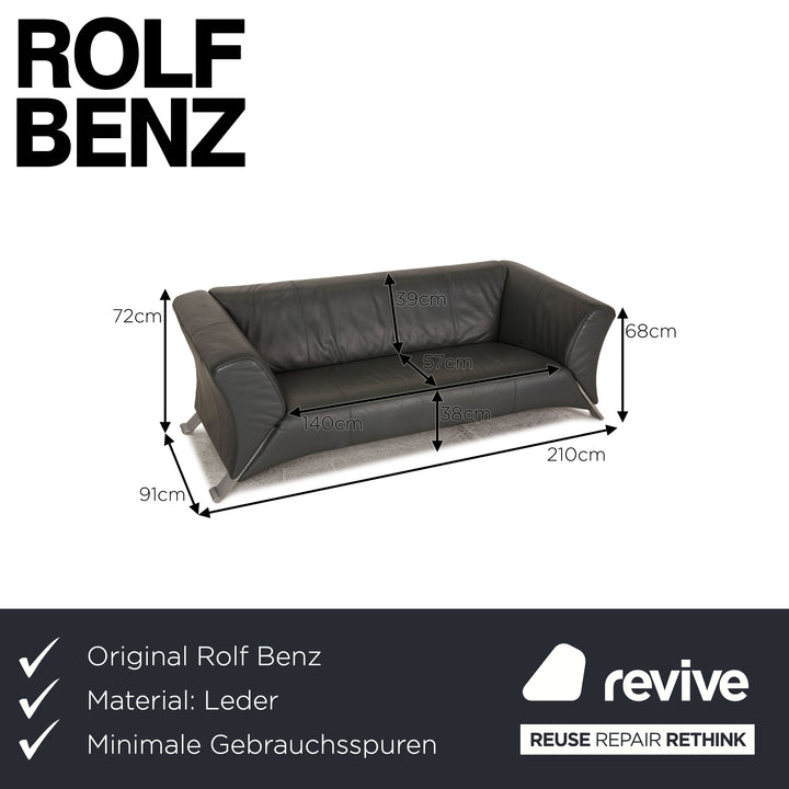 Rolf Benz 322 leather sofa gray three-seater couch