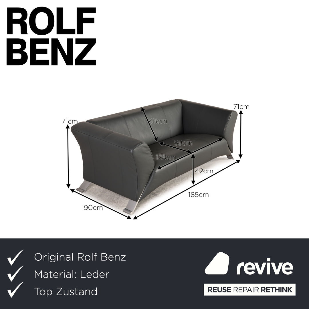 Rolf Benz 322 leather sofa gray two-seater couch