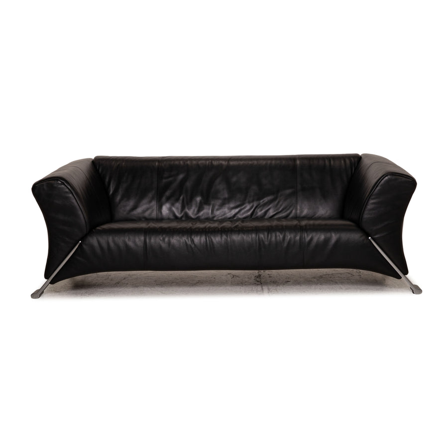 Rolf Benz 322 Leder Sofa Schwarz Dreisitzer Couch