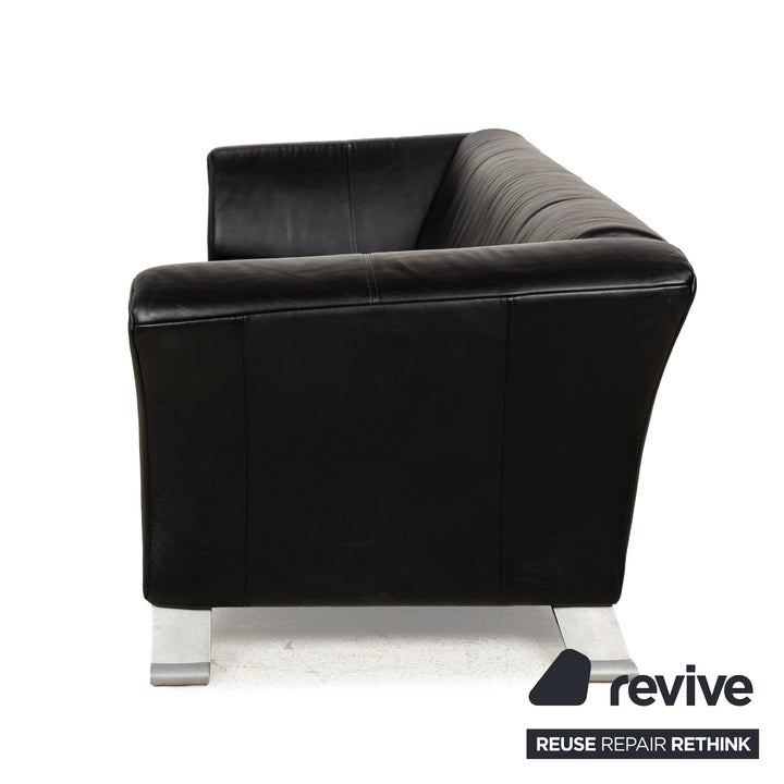 Rolf Benz 322 Leder Sofa Schwarz Dreisitzer Couch