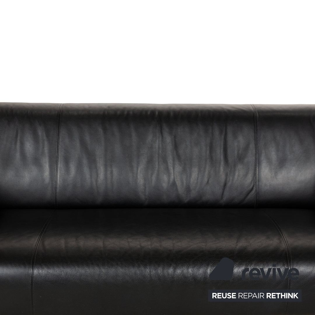 Rolf Benz 322 Leder Sofa Schwarz Dreisitzer Couch