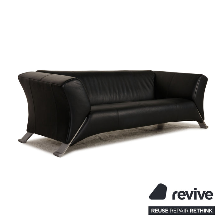 Rolf Benz 322 Leder Sofa Schwarz Dreisitzer Couch