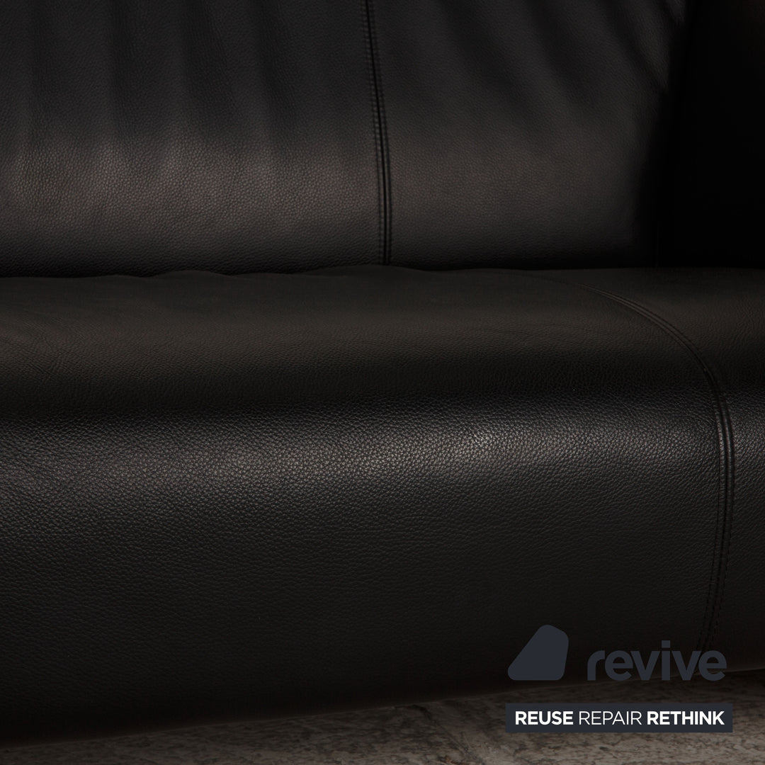 Rolf Benz 322 Leder Sofa Schwarz Dreisitzer Couch