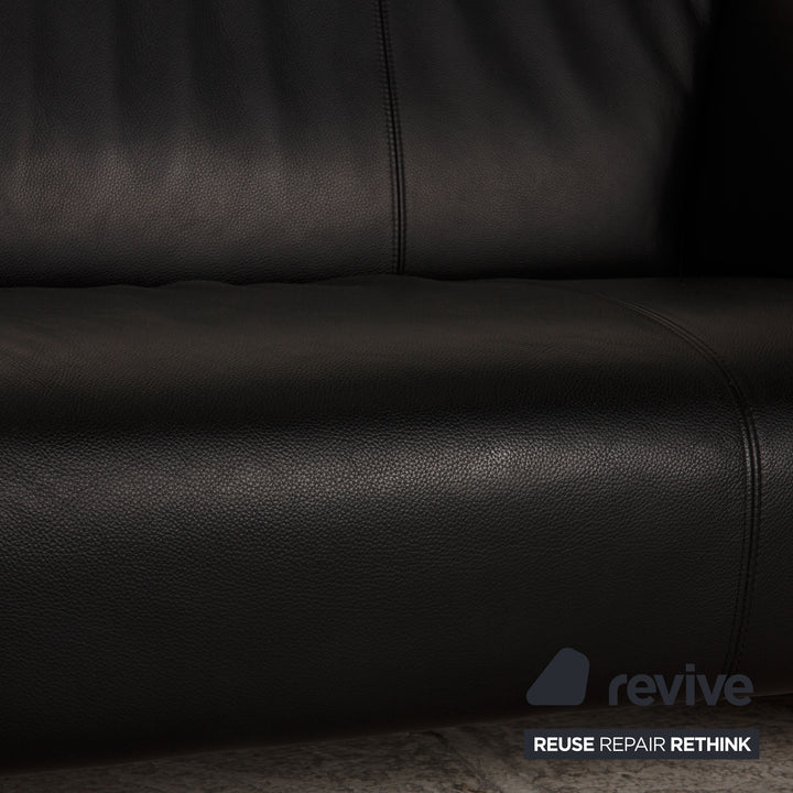 Rolf Benz 322 Leder Sofa Schwarz Dreisitzer Couch