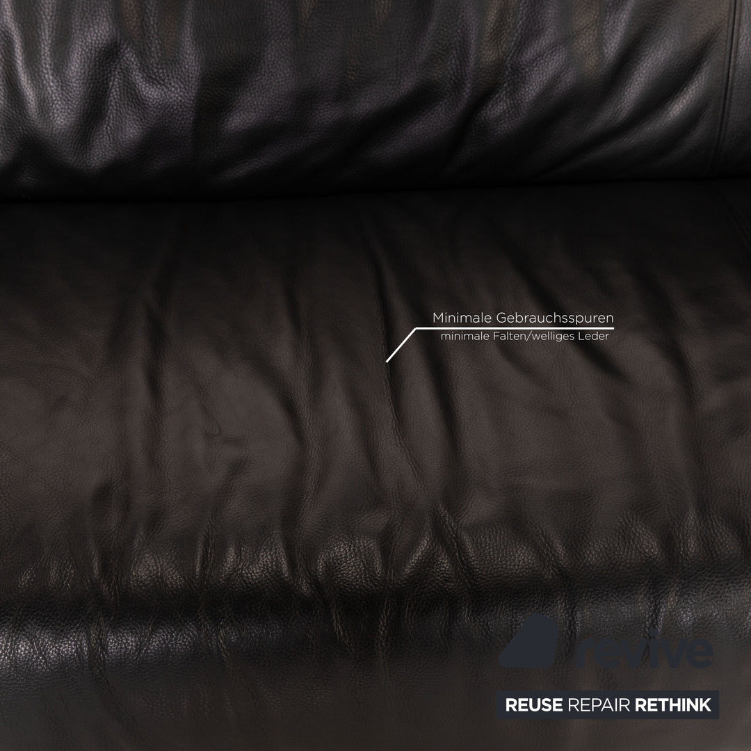 Rolf Benz 322 leather sofa black three-seater couch