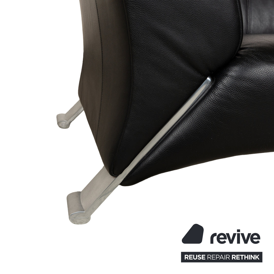Rolf Benz 322 Leder Sofa Schwarz Dreisitzer Couch
