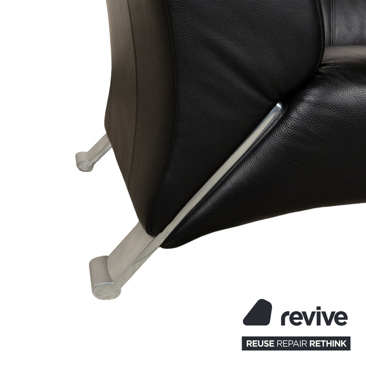 Rolf Benz 322 Leder Sofa Schwarz Dreisitzer Couch