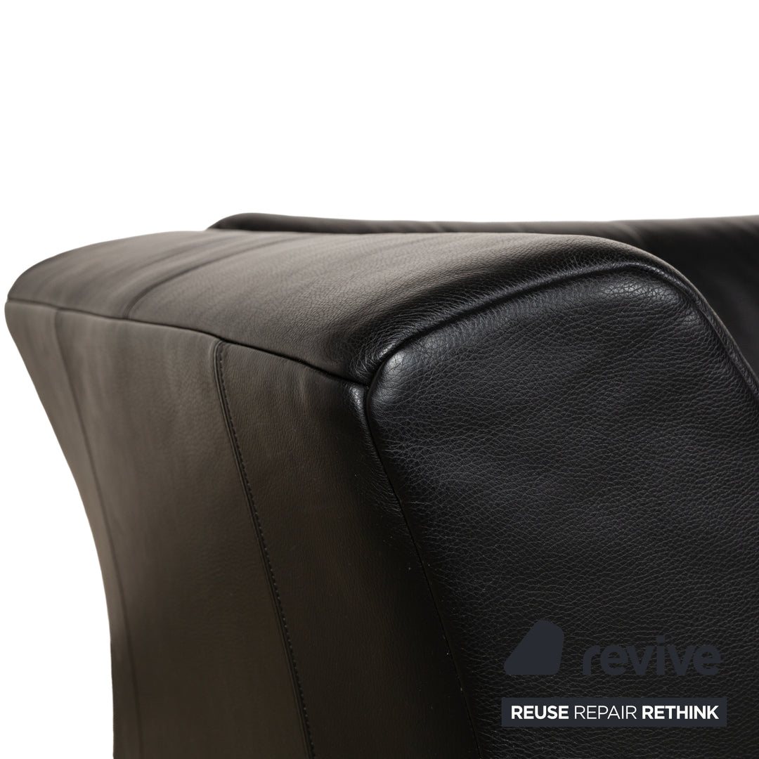 Rolf Benz 322 Leder Sofa Schwarz Dreisitzer Couch
