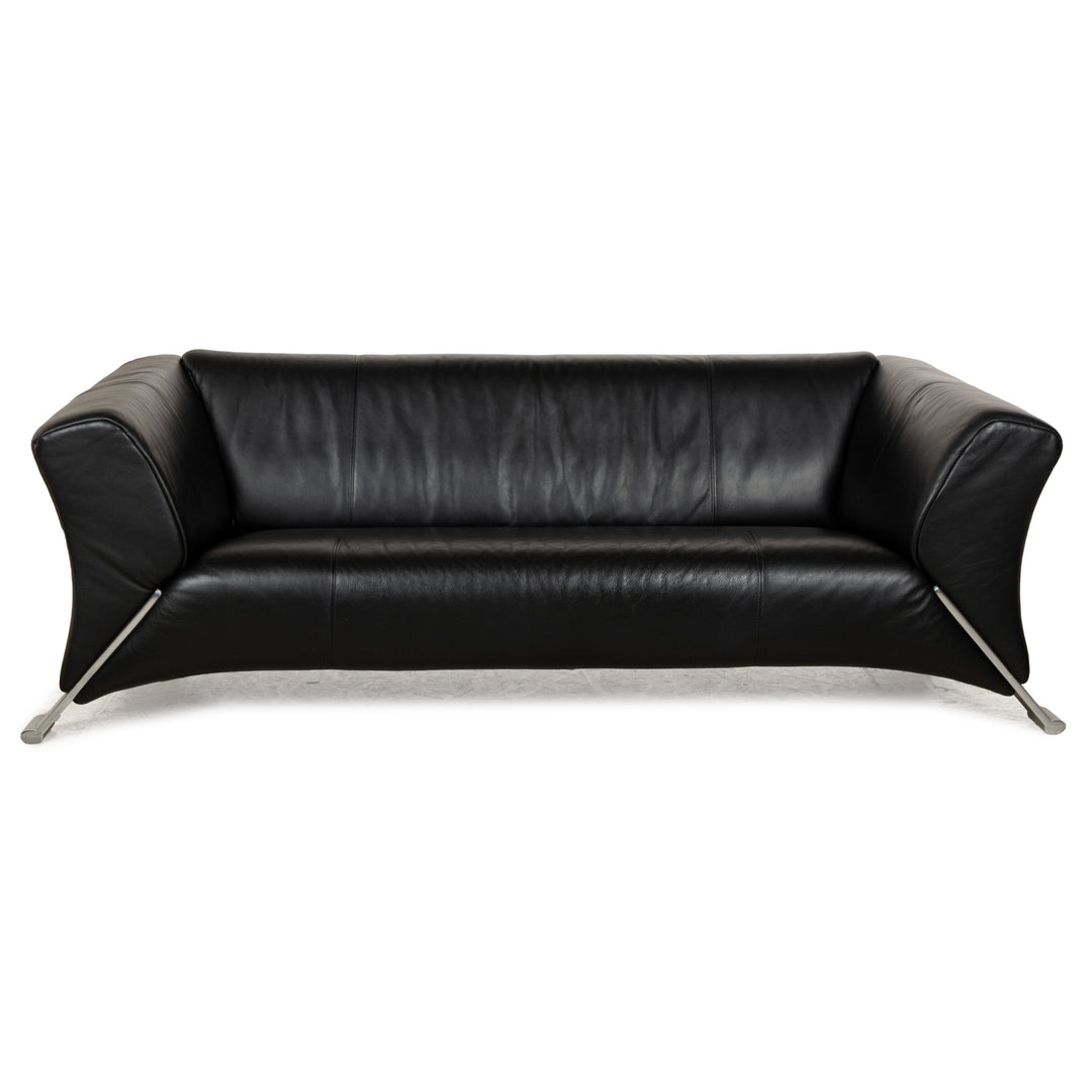 Rolf Benz 322 Leder Sofa Schwarz Dreisitzer Couch