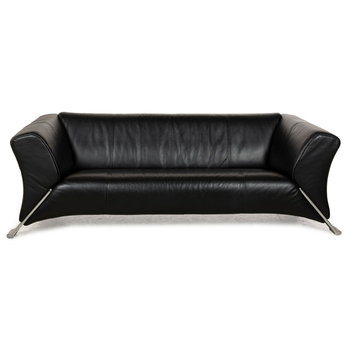 Rolf Benz 322 Leder Sofa Schwarz Dreisitzer Couch