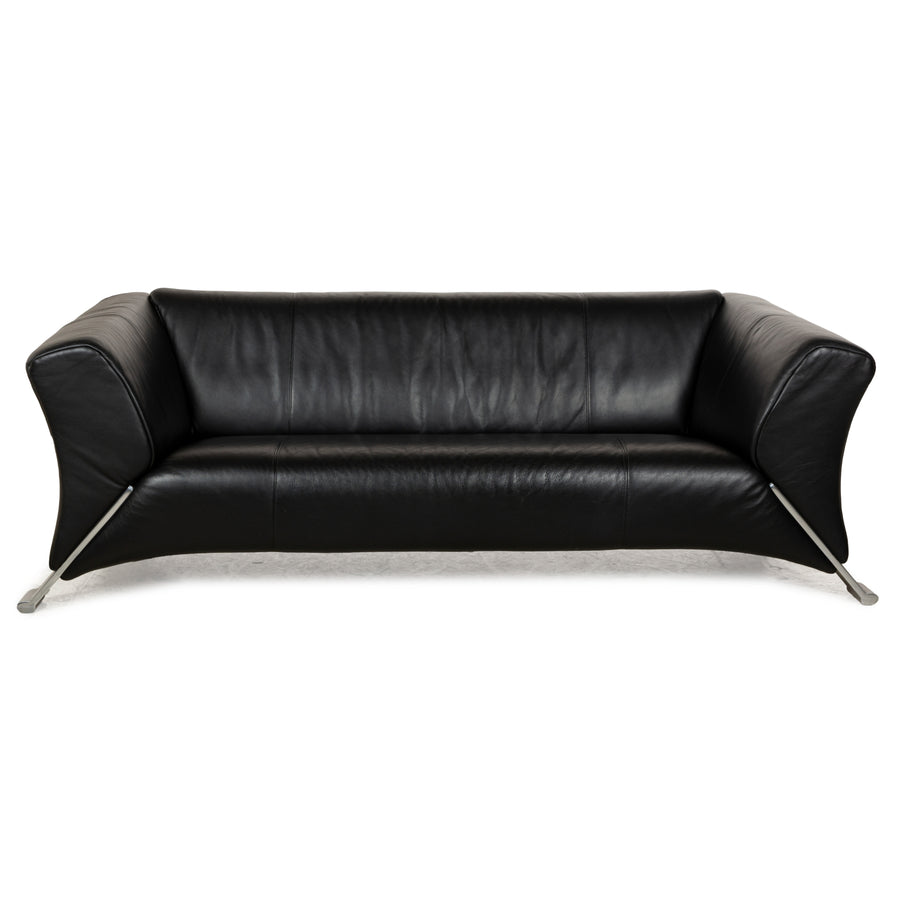 Rolf Benz 322 Leder Sofa Schwarz Dreisitzer Couch