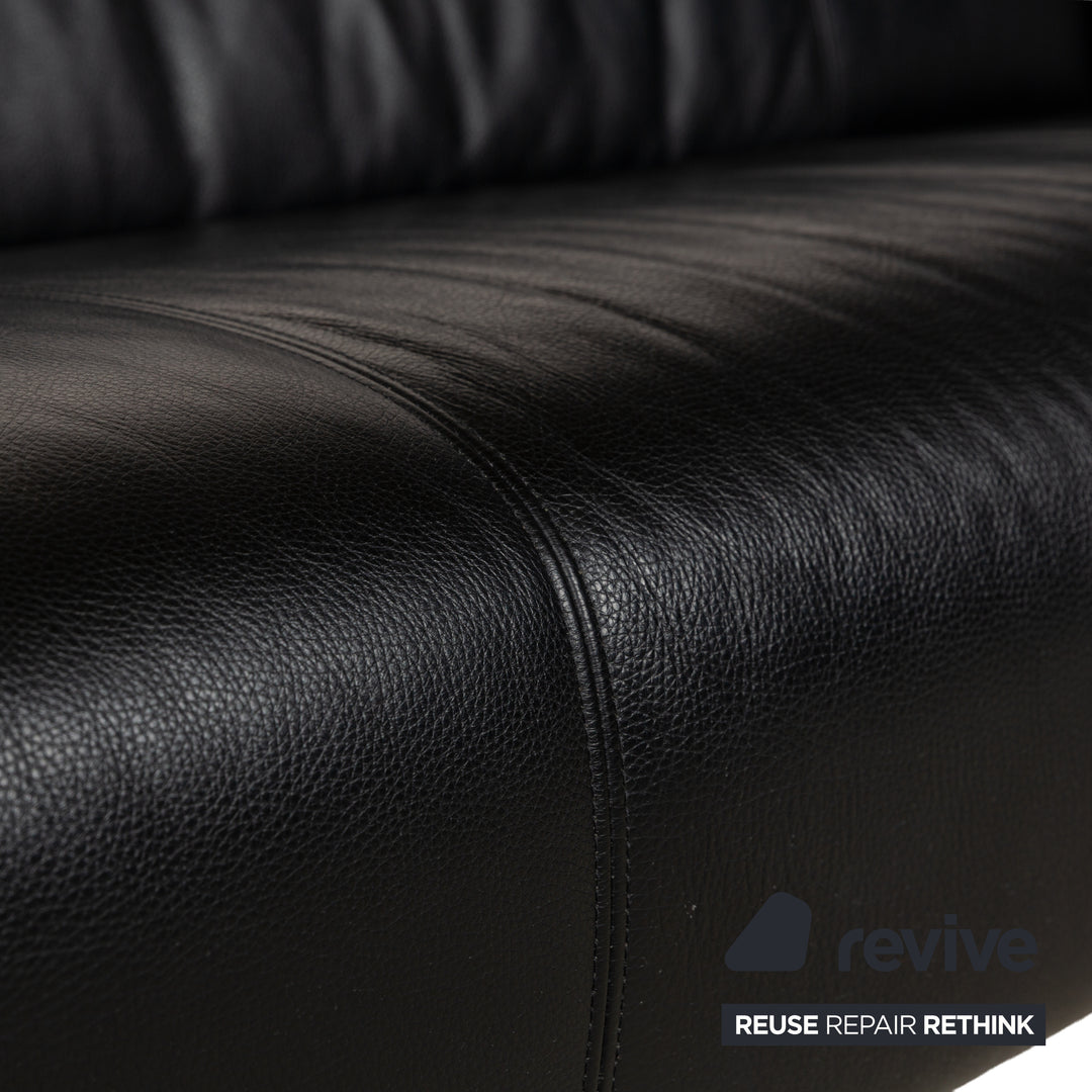Rolf Benz 322 Leder Sofa Schwarz Dreisitzer Couch