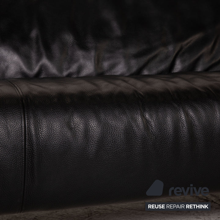 Rolf Benz 322 Leder Sofa Schwarz Dreisitzer Couch