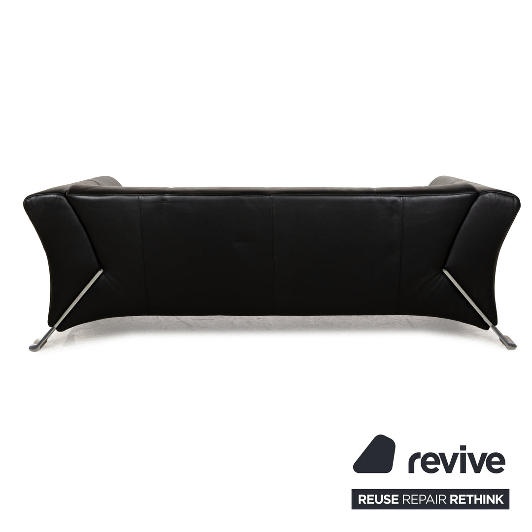 Rolf Benz 322 Leder Sofa Schwarz Dreisitzer Couch