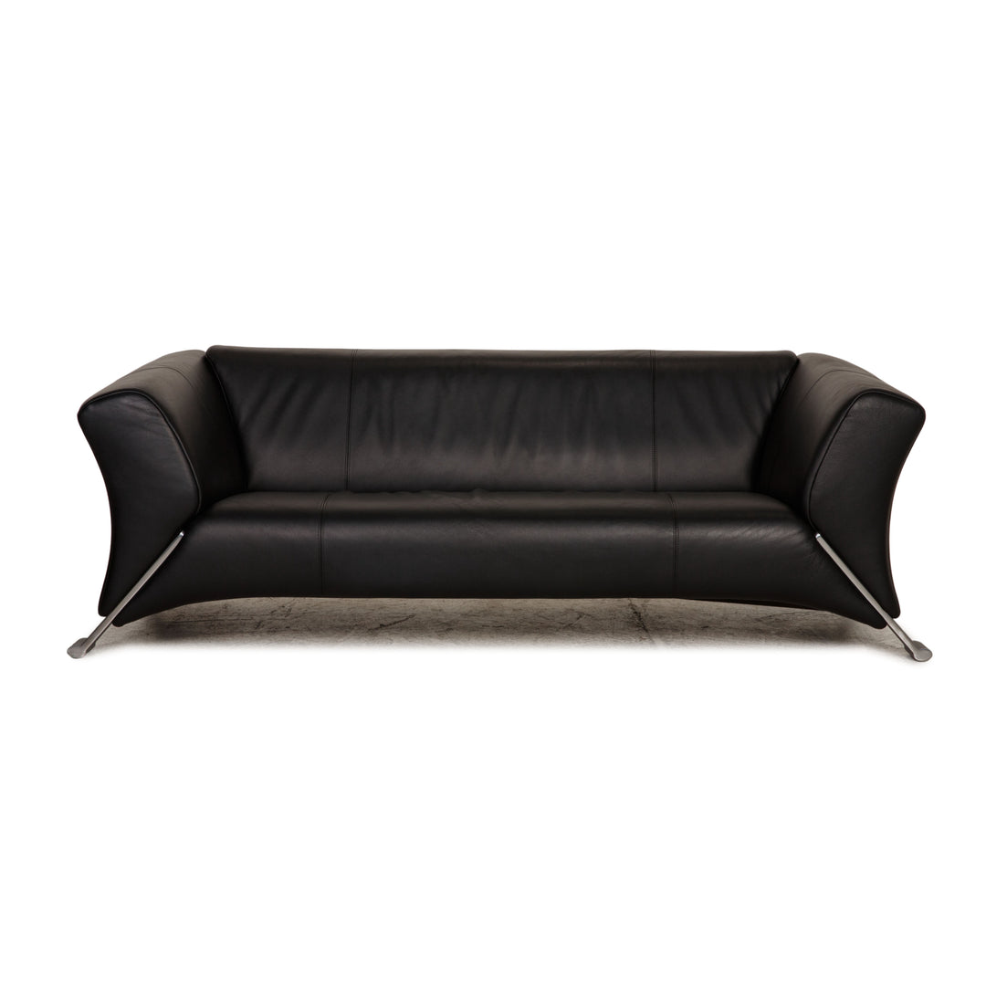 Rolf Benz 322 Leder Sofa Schwarz Dreisitzer Couch