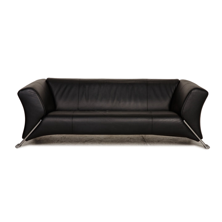 Rolf Benz 322 Leder Sofa Schwarz Dreisitzer Couch