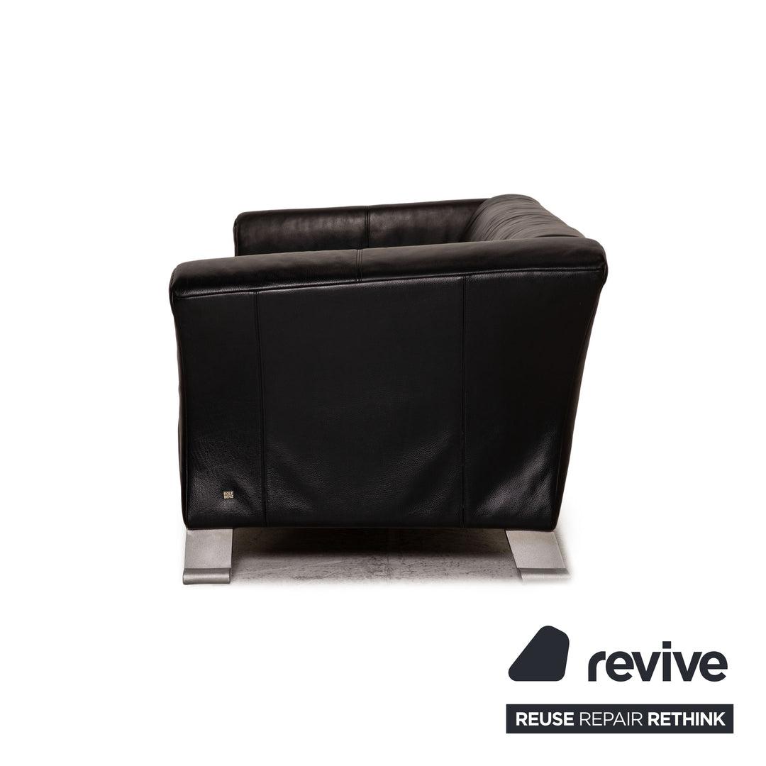 Rolf Benz 322 leather sofa black three-seater couch