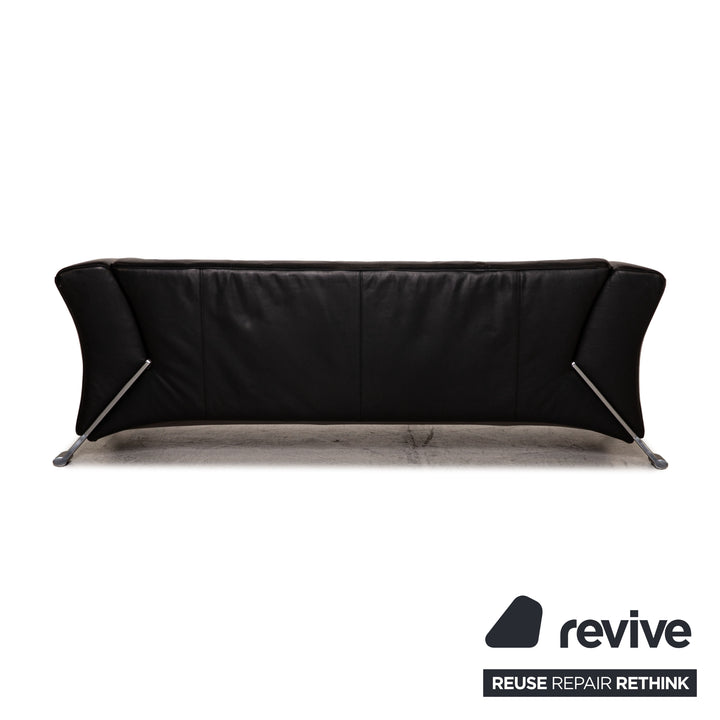 Rolf Benz 322 leather sofa black three-seater couch