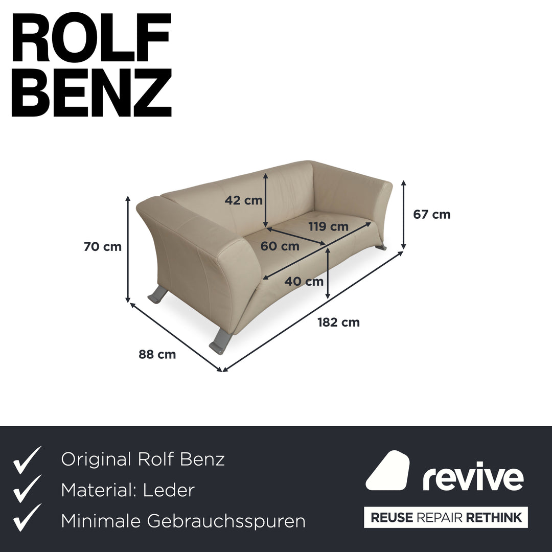 Rolf Benz 322 Leder Zweisitzer Beige Creme Sofa Couch