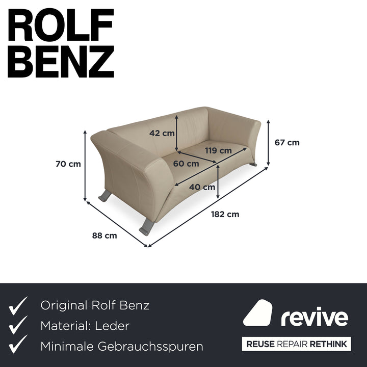 Rolf Benz 322 Leder Zweisitzer Beige Creme Sofa Couch