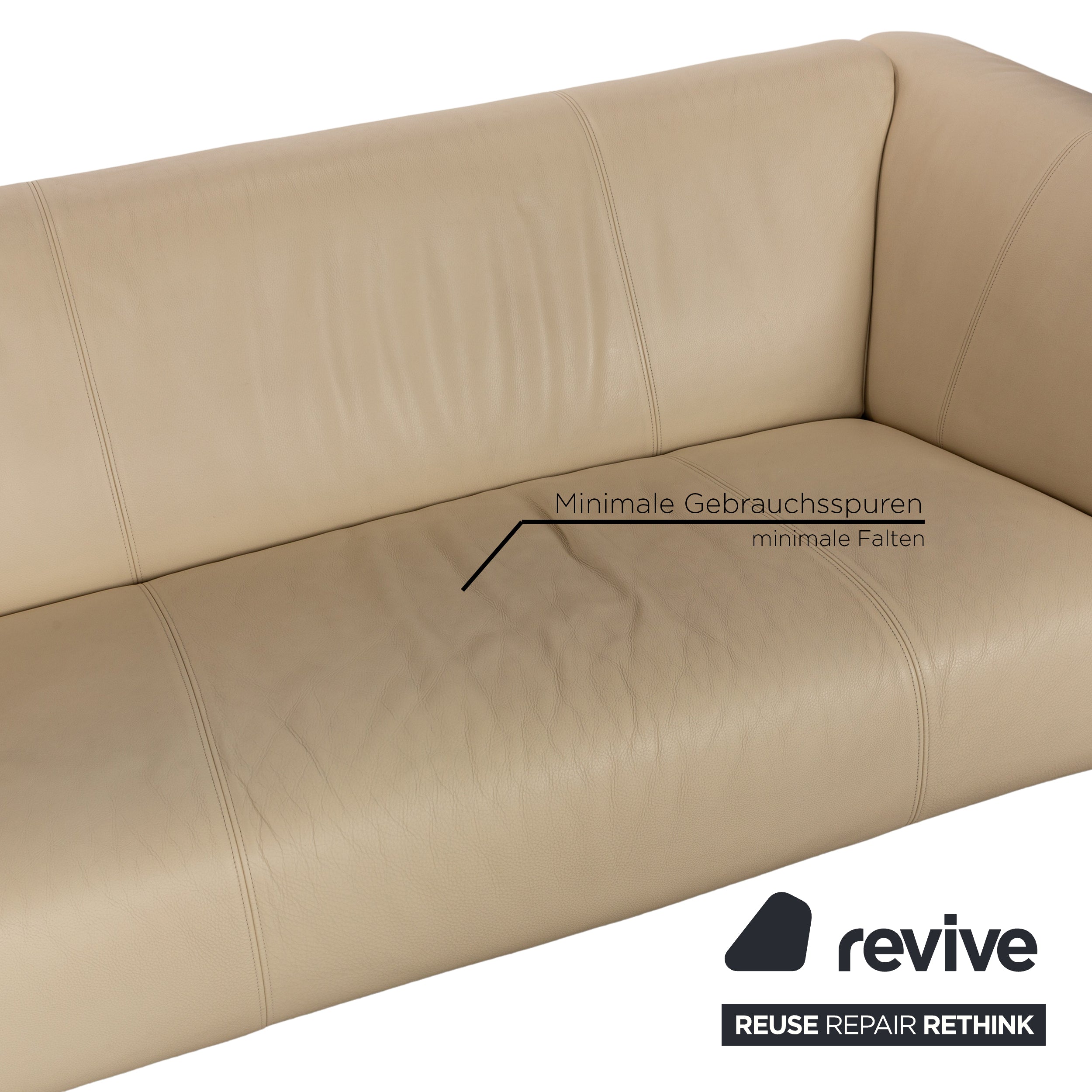 Rolf Benz 322 Leder Zweisitzer Beige Sofa Couch