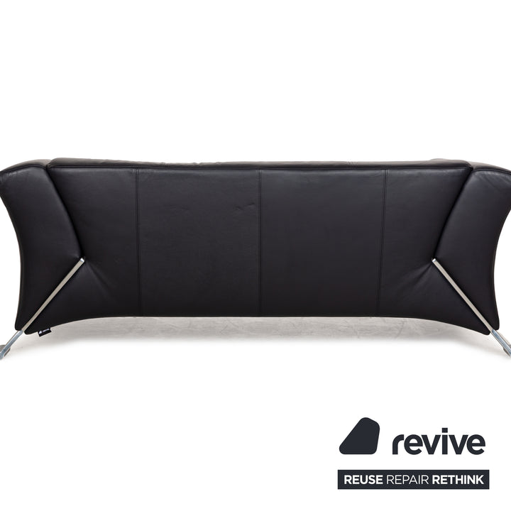 Rolf Benz 322 Leather Two-Seater Blue Blue-Black Sofa Couch
