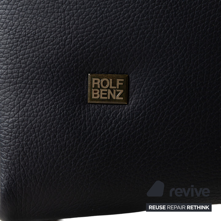 Rolf Benz 322 Leather Two-Seater Blue Blue-Black Sofa Couch